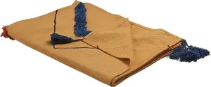 Cotton Throw Blanket Beliani Shimla 130 x 180 cm Orange