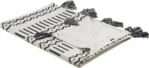 Cotton Throw Blanket Beliani Unnao 130 x 180 cm Black and White