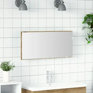Mirror VidaXL model 863307 — large wall mirror with crafted oak wood frame