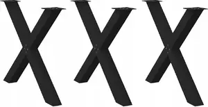 VidaXL galda kājas ēdamgalda, komplekts 3 gab., melnas tērauds, 90 x (72–73) cm