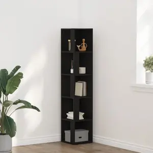 Stūra plaukts VidaXL modelis 862693 Melna ozola 33 x 33 x 164,5 cm