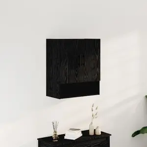 Настенная Шкаф-Шкафчик VidaXL 862942 Черный Дуб MDF Средний, Однодверный Для Хранения