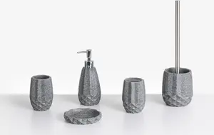 Bathroom accessory set Beliani SAMIRIA, 5-piece, gray