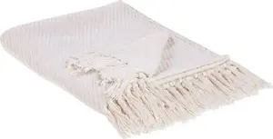 Blanket Beliani YARSA 125 x 150 cm cotton beige