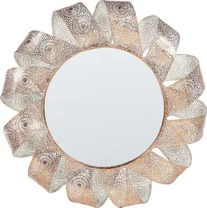 Wall mirror Beliani MANGALORE ø 54 cm white-copper frame