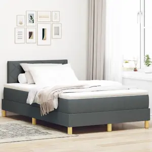 Кровать Box Spring с матрасом и LED VidaXL 120x200 см Ткань тёмно-серый