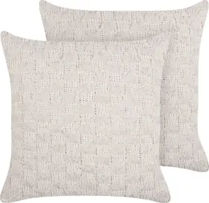 Cushion pair Beliani BASALIM 45 x 45 cm, woven beige pillows