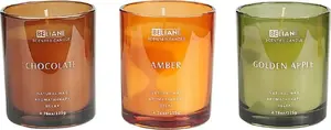 Scented Candle Set Beliani 3-pack — Golden Apple, Chocolate, Amber
