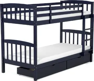Двухъярусная кровать Beliani REVIN с ящиками деревянная 90 x 200 см синяя