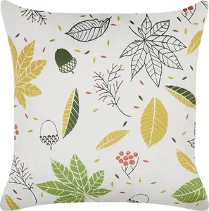 Decorative Cushion Beliani MULLEIN 45 x 45 cm, off-white, leaf pattern