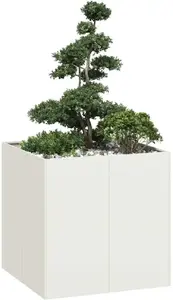 Стальная цветочная ёмкость VidaXL 80×80×80 см белая
