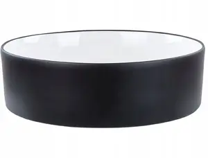 Ceramic countertop washbasin Beliani TEBAR ⌀ 40 cm white with black rim