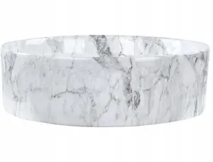 Ceramic Countertop Basin Beliani MANIS ⌀ 40 cm marble effect