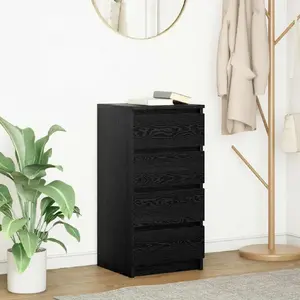 Chest of Drawers VidaXL 37.5x35x76 cm Black Oak, Plywood
