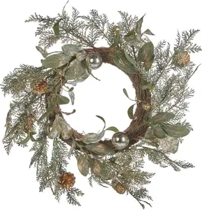 Wreath Beliani HOVILA Ø45 cm green‑gold — decorative Christmas wreath
