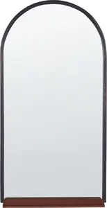Настенное зеркало с полкой Beliani DOMME 40 x 67 см, черно-моментное покрытие