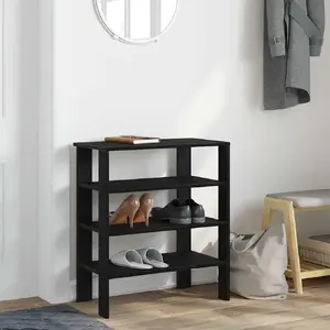 Полка для обуви VidaXL 61×32×70 см, чёрная, древесный материал