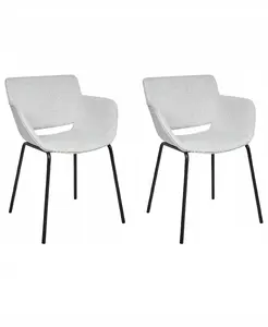 Dining chair set Beliani AXTEL — 2 light gray chairs, upholstered seating, metal legs