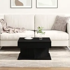 Coffee table VidaXL 57 x 57 x 30 cm Black oak solid wood