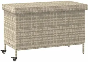 Garden storage box VidaXL with wheels, poly rattan grey, 110x55x73 cm