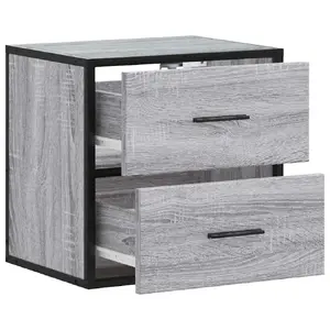 Прикроватная тумбочка VidaXL 848731 дуб, металл и дерево, 40×31×39,5 см, нагрузка столешницы 50 кг, комплект 2 шт.