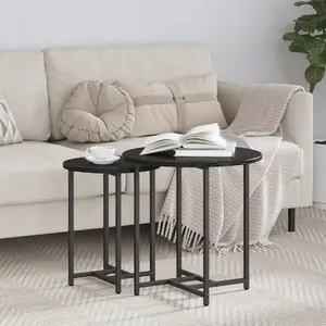 End Table VidaXL model 869696 Black Oak finish, metal frame, wood veneer, medium size