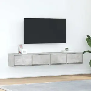 Тумбы под ТВ VidaXL 2 шт., клееная древесина, бетонно-серый, 80×31×25,5 см