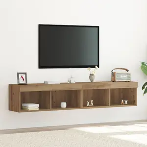 TV skapis VidaXL modelis 862203, amatnieka ozola apdare ar integrētām LED lentēm