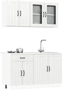 Kitchen cabinet set VidaXL 4-piece, white high-gloss finish