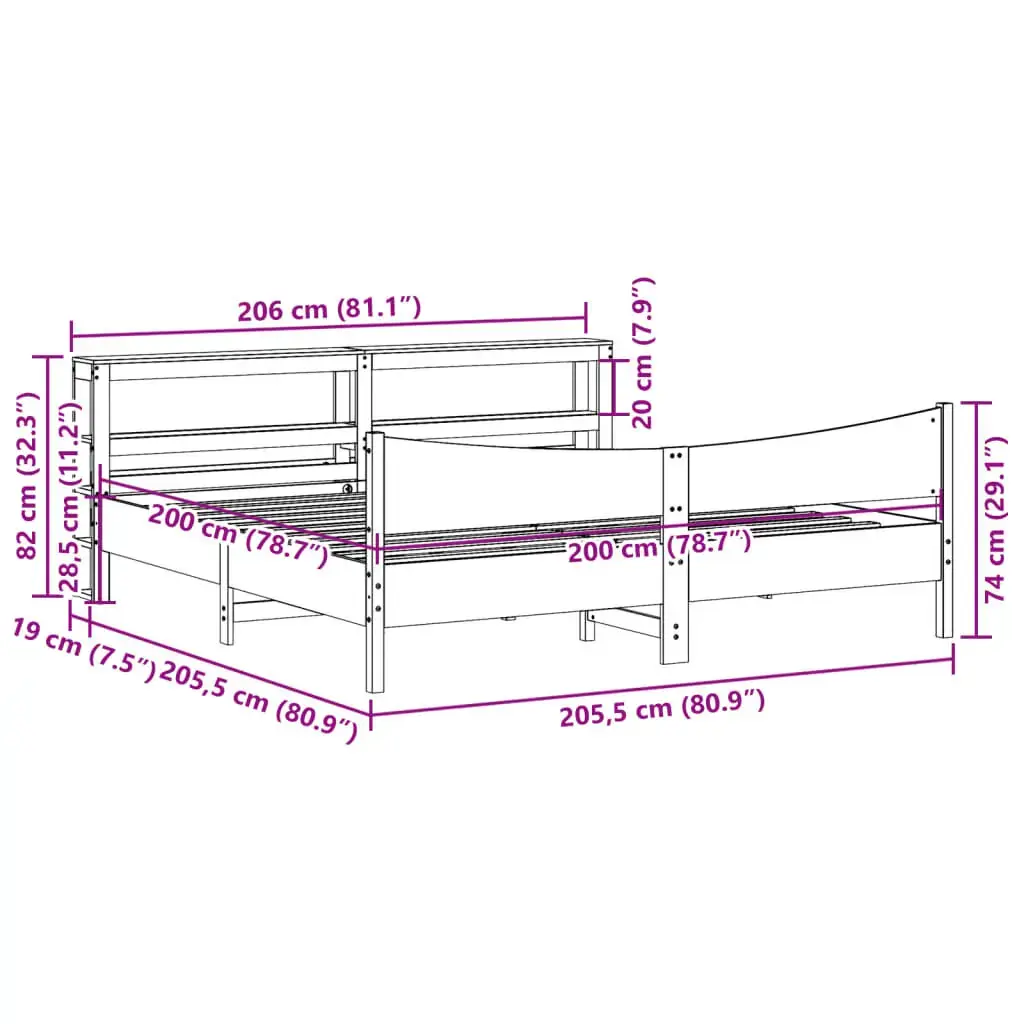 Каркас кровати VidaXL 3306292 белый 206x225 см Photo 11