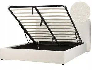 Кровать Beliani LAVAUR с ящиком 160 x 200 см букле цвет слоновая кость