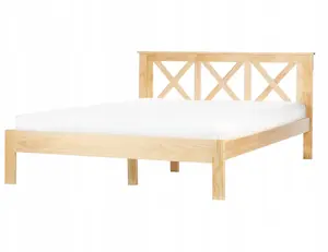 Кровать Beliani TANNAY 140 x 200 см Деревянная рама, светло-коричневый