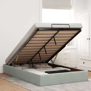 Основание кровати-оттоман VidaXL 120x190 см серый велюр (без матраса)