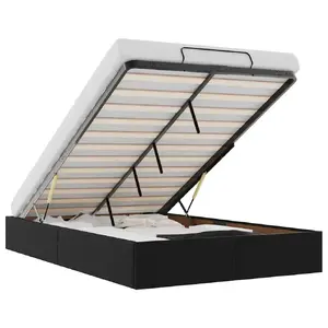 Gultas rāmis VidaXL 3310789 — melns, 120×193 cm, max slodze 280 kg, augstums 23,5 cm