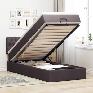 Кровать-оттоман с матрасом VidaXL 90x200 см, темно-коричневая ткань