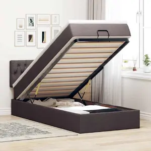 Оттоманская кровать VidaXL с матрасом 100x200 см, темно-коричневая ткань