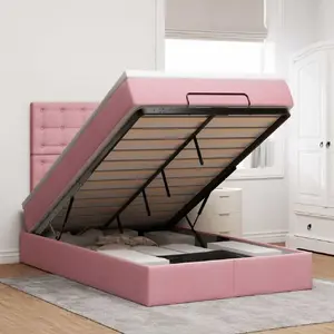 Каркас кровати с оттоманкой и матрасами VidaXL 120x200 см бархат розовый