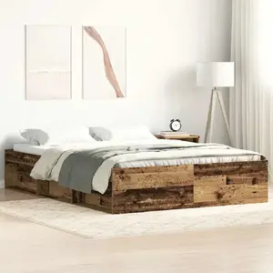 Каркас кровати VidaXL модель 3328876, старое клееное дерево, размер 120×190 см, без матраса
