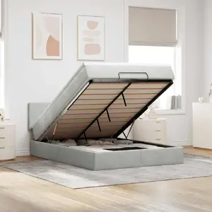 Основа кровати с оттоманой и матрасом VidaXL 140x200 см, серый бархат