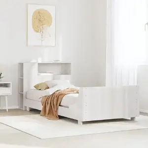 Каркас кровати VidaXL модель 3323675, массив сосны, белый, 75x190 см, без матраса