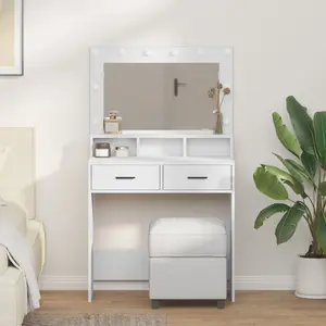 Туалетный стол VidaXL 79 x 41 x 135 см — белое дерево, стекло и металл