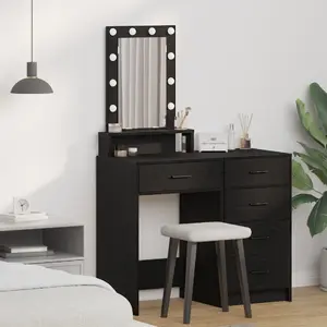 Kosmētikas galds VidaXL modelis 865155, inženierijas melnās ozola koksne, 50 x 41 x 140 cm