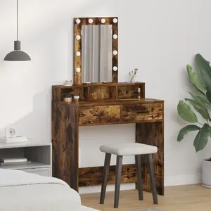 Kosmētikas galds VidaXL modelis 865167, dūmakainais ozols, 79 x 41 x 140 cm ar spoguli