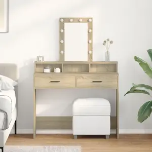Toletka VidaXL modelis 865174, inženierkoksne ozols (Sonoma), 100 x 41 x 140 cm ar spoguli