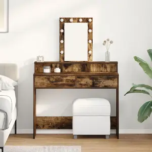 Kosmētikas galdiņš VidaXL modelis 865176, kūpinātas ozolkoks inženierijas koksne, 100 x 41 x 140 cm