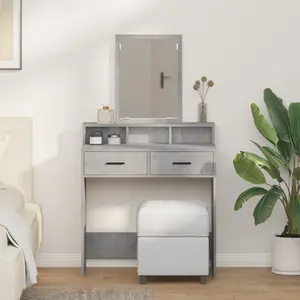 Туалетный стол VidaXL 79×41×140 см серый бетонный эффект MDF и металл с ящиками