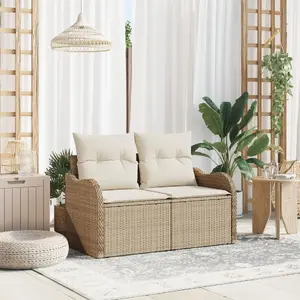 Āra 2‑vietīgs dīvāns VidaXL modelis 42006716 beigās ar spilveniem, poliratan
