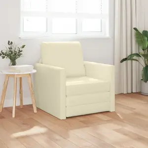 Кресло‑диван 2 в 1 VidaXL 74×77×81 см Кремовое искусственная кожа