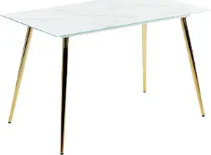 Ēdamgalda Beliani MULGA stikla virsma 120 x 70 cm marmora efekts ar zelta rāmi