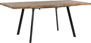 Dining table Beliani HARLOW expandable 140/180 x 90 cm light wood with black legs